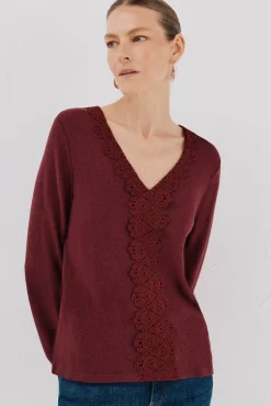 Mujer Cortefiel Camisetas>Top detalle puntilla escote