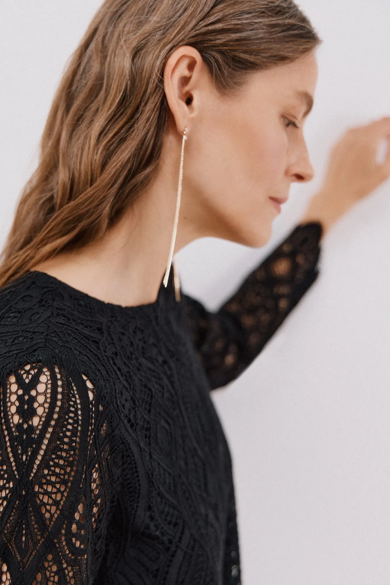 Mujer Cortefiel Camisetas>Top guipur manga larga