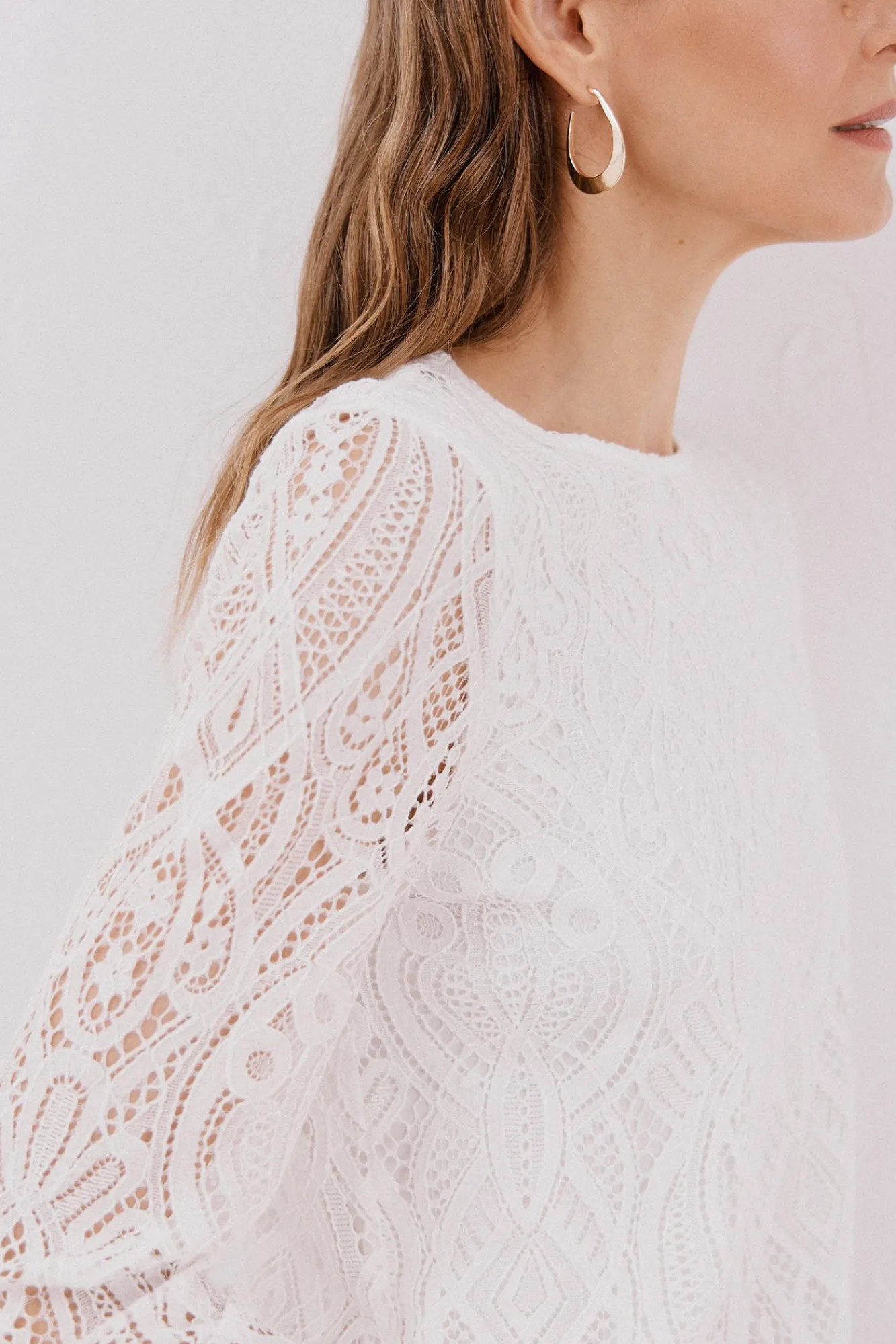 Mujer Cortefiel Camisetas>Top guipur manga larga