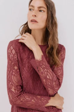 Mujer Cortefiel Camisetas>Top guipur manga larga