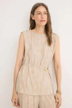 Mujer Cortefiel Camisetas>Top jacquard hebilla