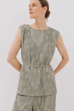 Mujer Cortefiel Camisetas>Top jacquard hebilla