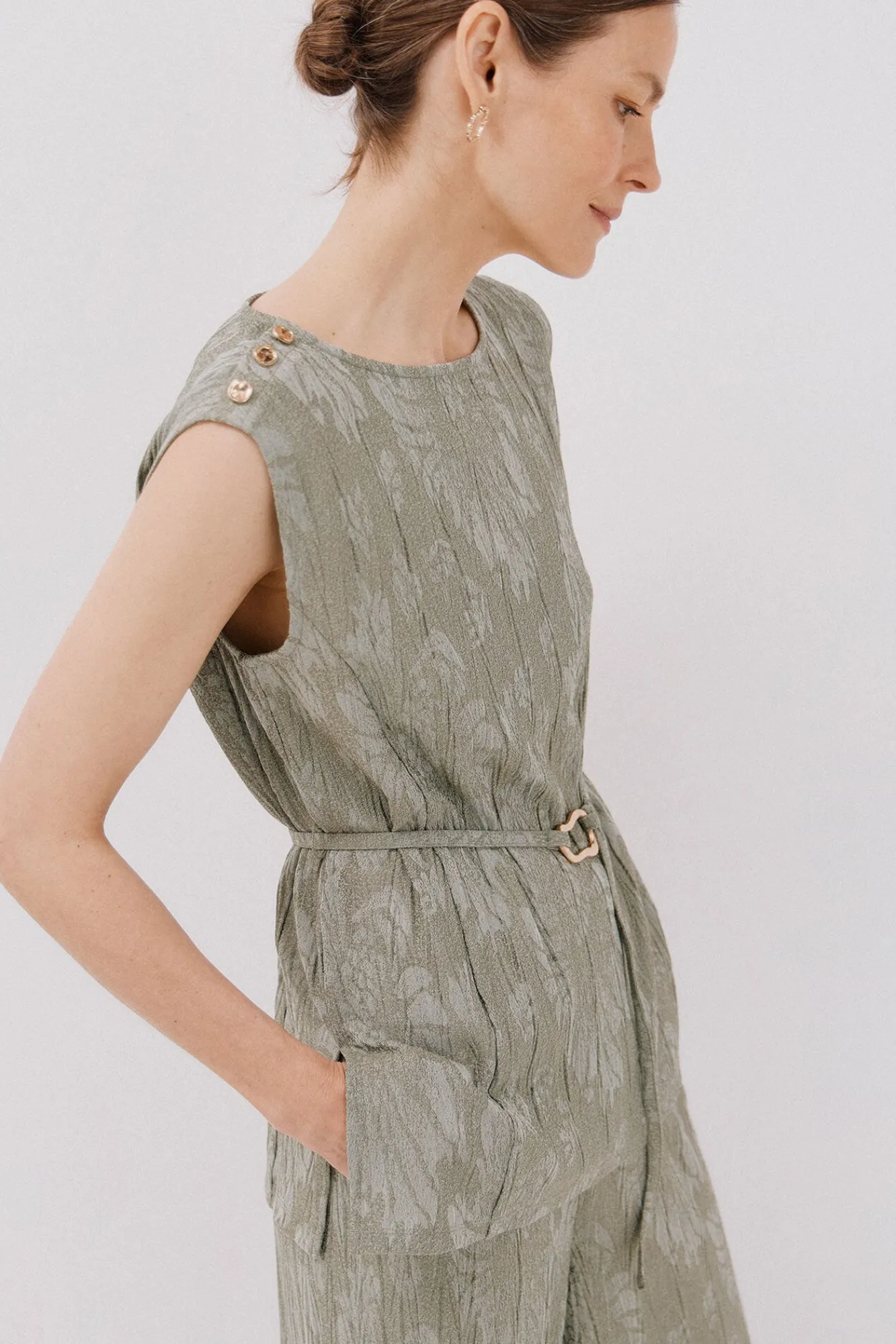 Mujer Cortefiel Camisetas>Top jacquard hebilla