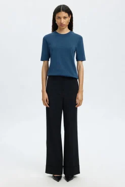 Mujer Selected Camisetas>Top manga corta brillo