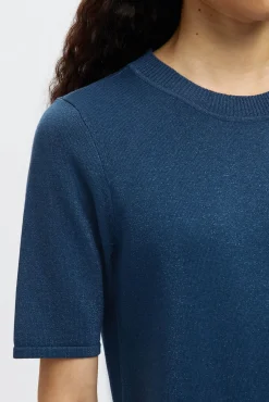 Mujer Selected Camisetas>Top manga corta brillo