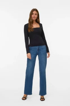 Mujer Vero Moda Camisetas>Top manga larga escote cuadrado