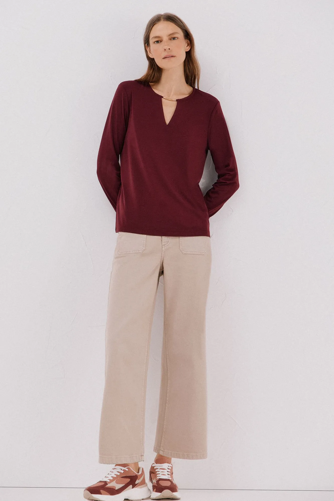 Mujer Cortefiel Camisetas>Top pieza dorada escote