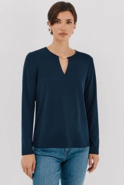 Mujer Cortefiel Camisetas>Top pieza dorada escote