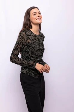 Mujer Object Camisetas>Top tejido flocado