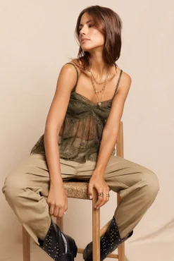 Mujer Slowlove Camisetas>Top tirantes encaje