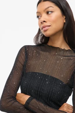 Mujer Vila Camisetas>Top transparente con purpurina