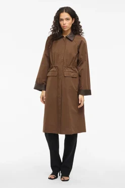 Mujer Vila Gabardinas|Chaquetas>Trench largo con cuello y puños de polipiel