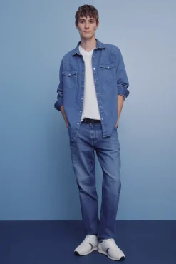 Hombre Springfield Pantalones|Chinos>Vaquero lavado medio oscuro regular fit