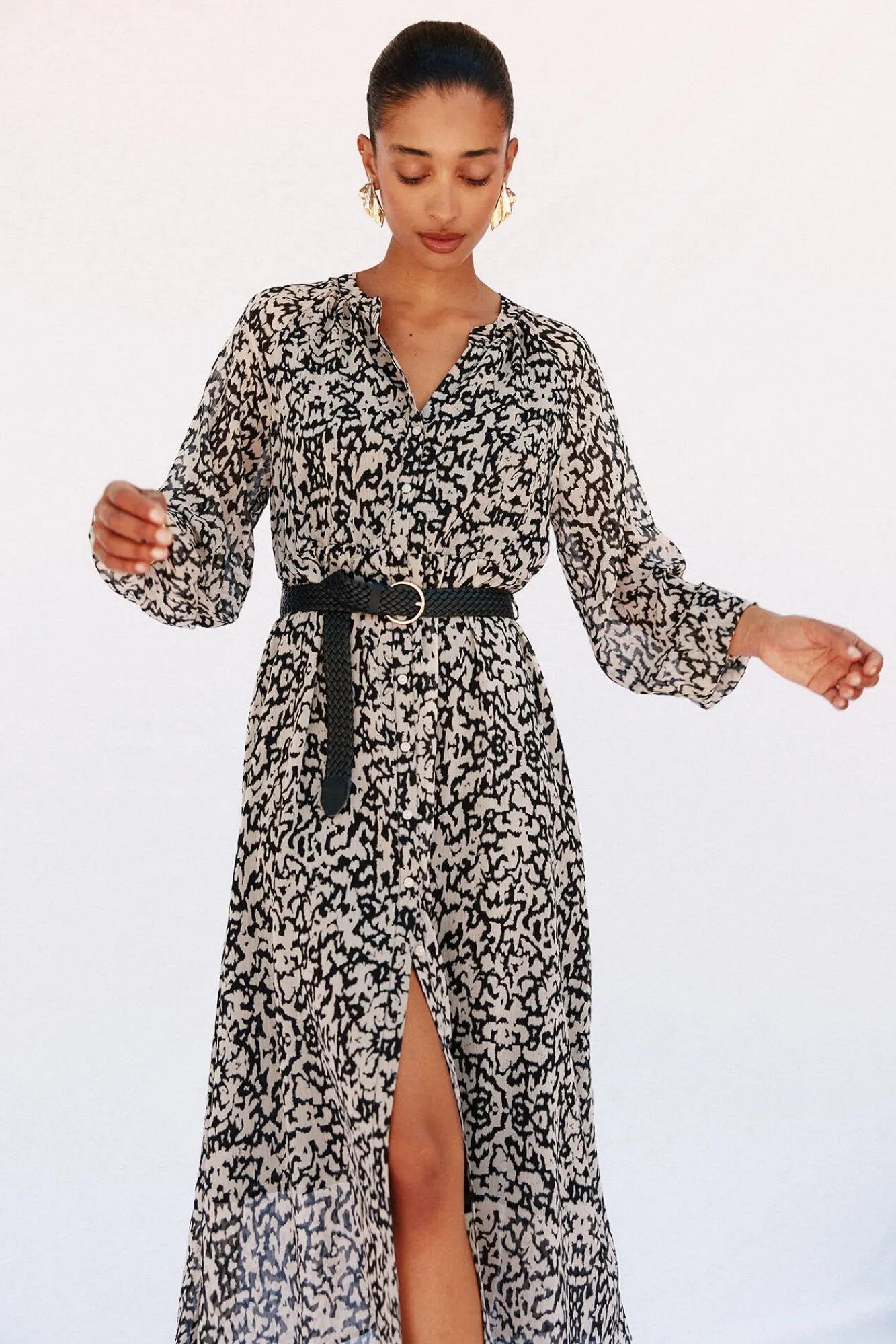 Mujer Cortefiel Vestidos>Vestido camisero estampado cinturón