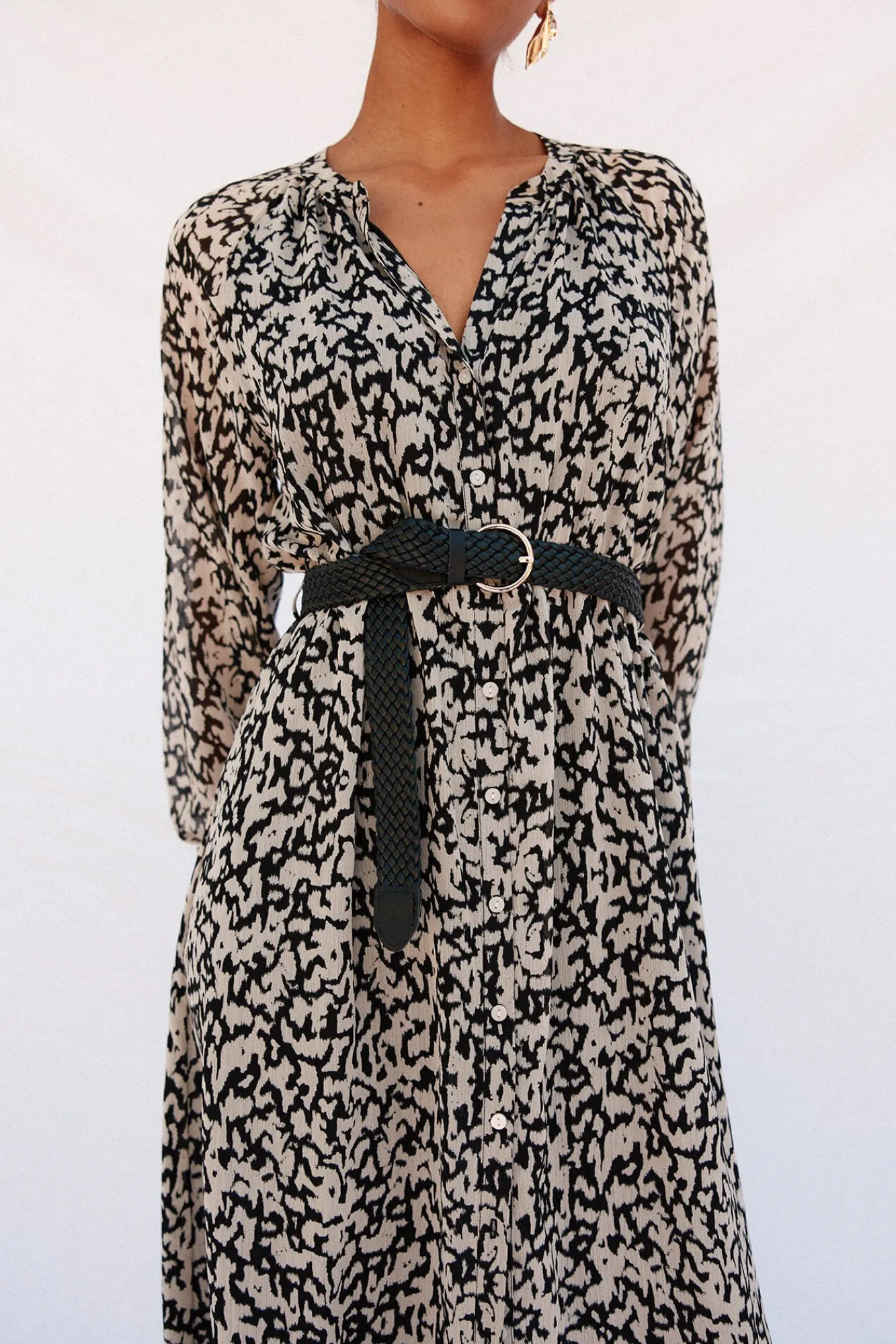 Mujer Cortefiel Vestidos>Vestido camisero estampado cinturón