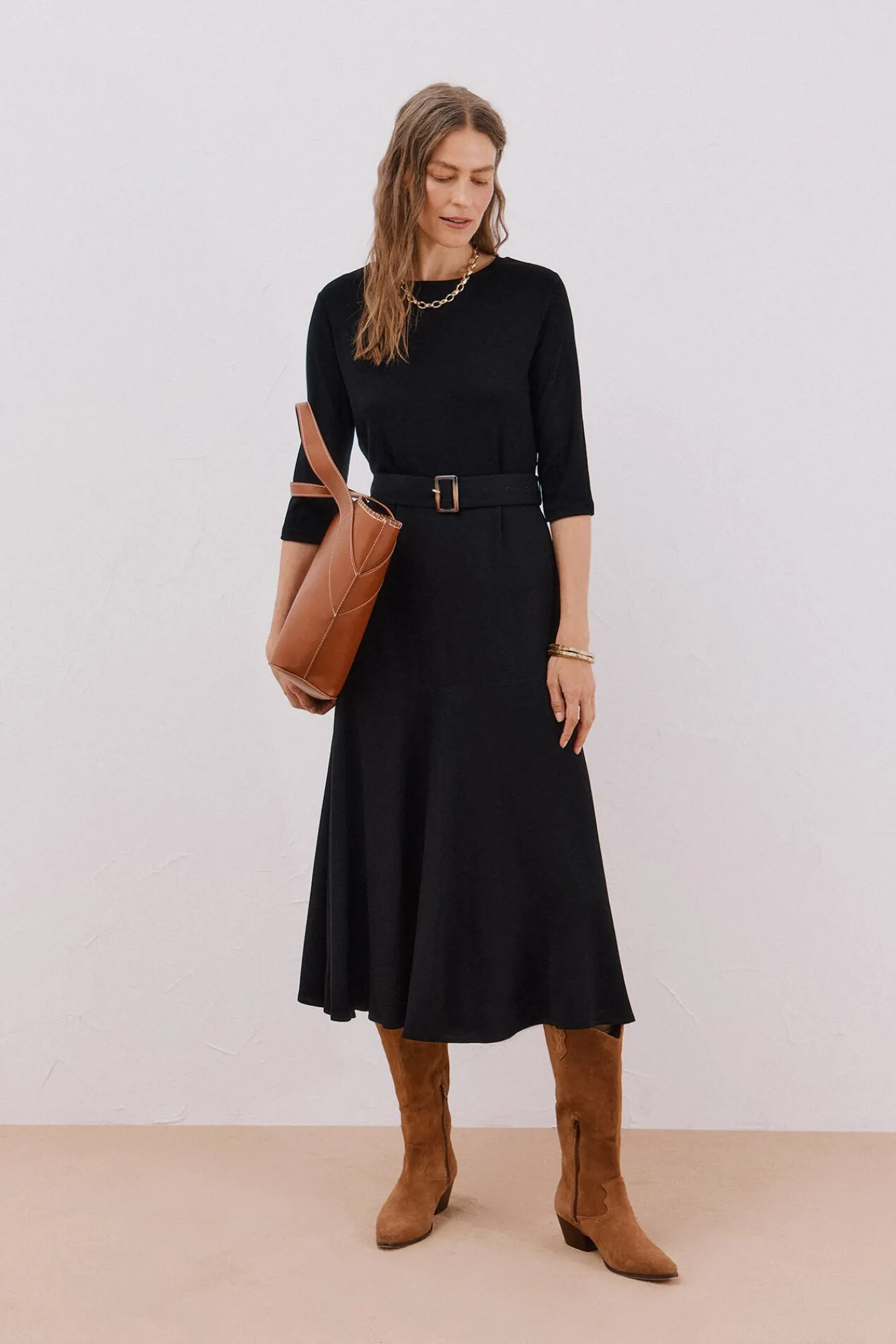 Mujer Cortefiel Vestidos>Vestido combinado cinturón