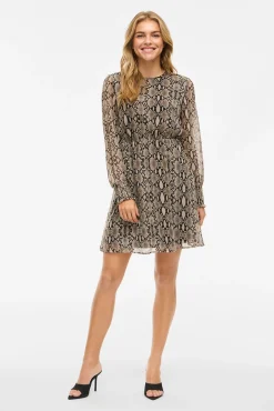 Mujer Vila Vestidos>Vestido corto de gasa estampado de serpiente