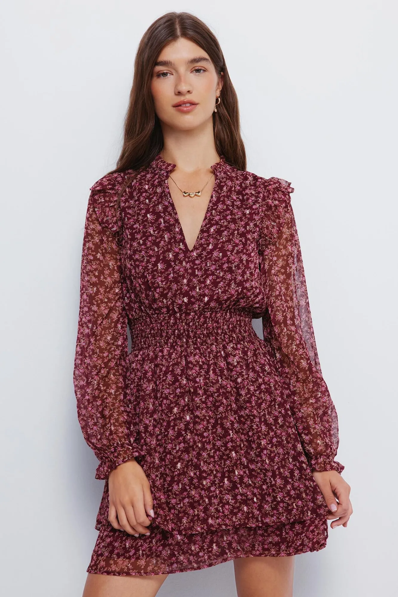 Mujer Springfield Vestidos>Vestido corto estampado falda doble capa