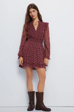 Mujer Springfield Vestidos>Vestido corto estampado falda doble capa