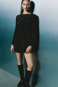 Mujer Springfield Vestidos>Vestido corto lentejuelas