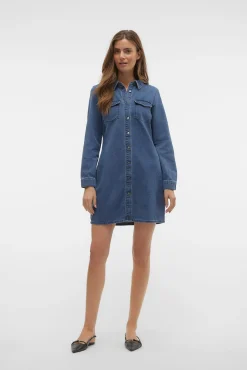 Mujer Vero Moda Vestidos>Vestido corto vaquero manga larga