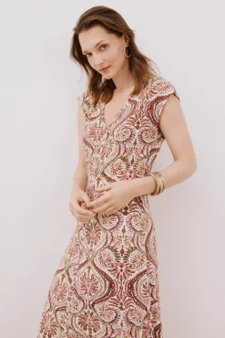 Mujer Cortefiel Vestidos>Vestido escote pico contraste