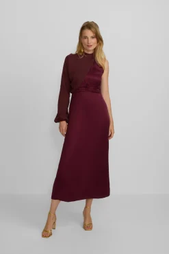 Mujer Silbon Vestidos>Vestido largo capa satinado