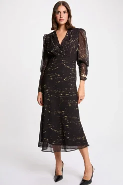 Mujer Morgan Vestidos>Vestido largo con mangas abullonadas