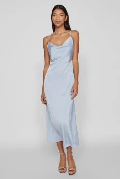 Mujer Vila Vestidos|Jerséis>Vestido largo satinado escote drapeado