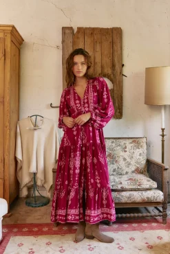 Mujer Jaase Vestidos>Vestido largo Teresa estampado Rhubarb