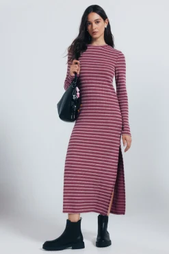 Mujer Springfield Vestidos>Vestido midi ajustado estructura rayas