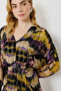 Mujer Vila Vestidos>Vestido midi estampado con lúrex