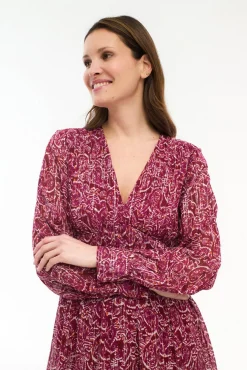 Mujer Vila Vestidos>Vestido midi estampado con lúrex