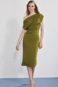 Mujer Trendyol Vestidos>Vestido midi fruncido