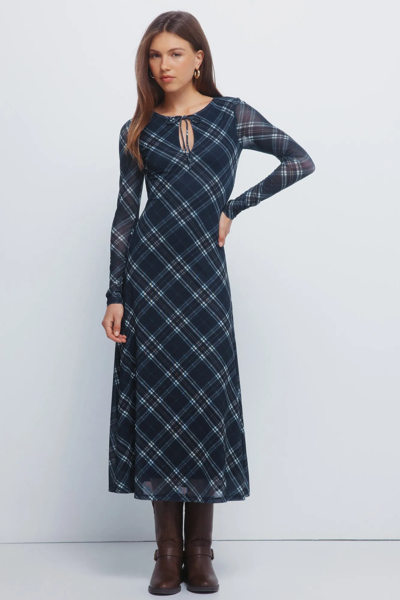 Mujer Springfield Vestidos>Vestido midi gasa cuadros