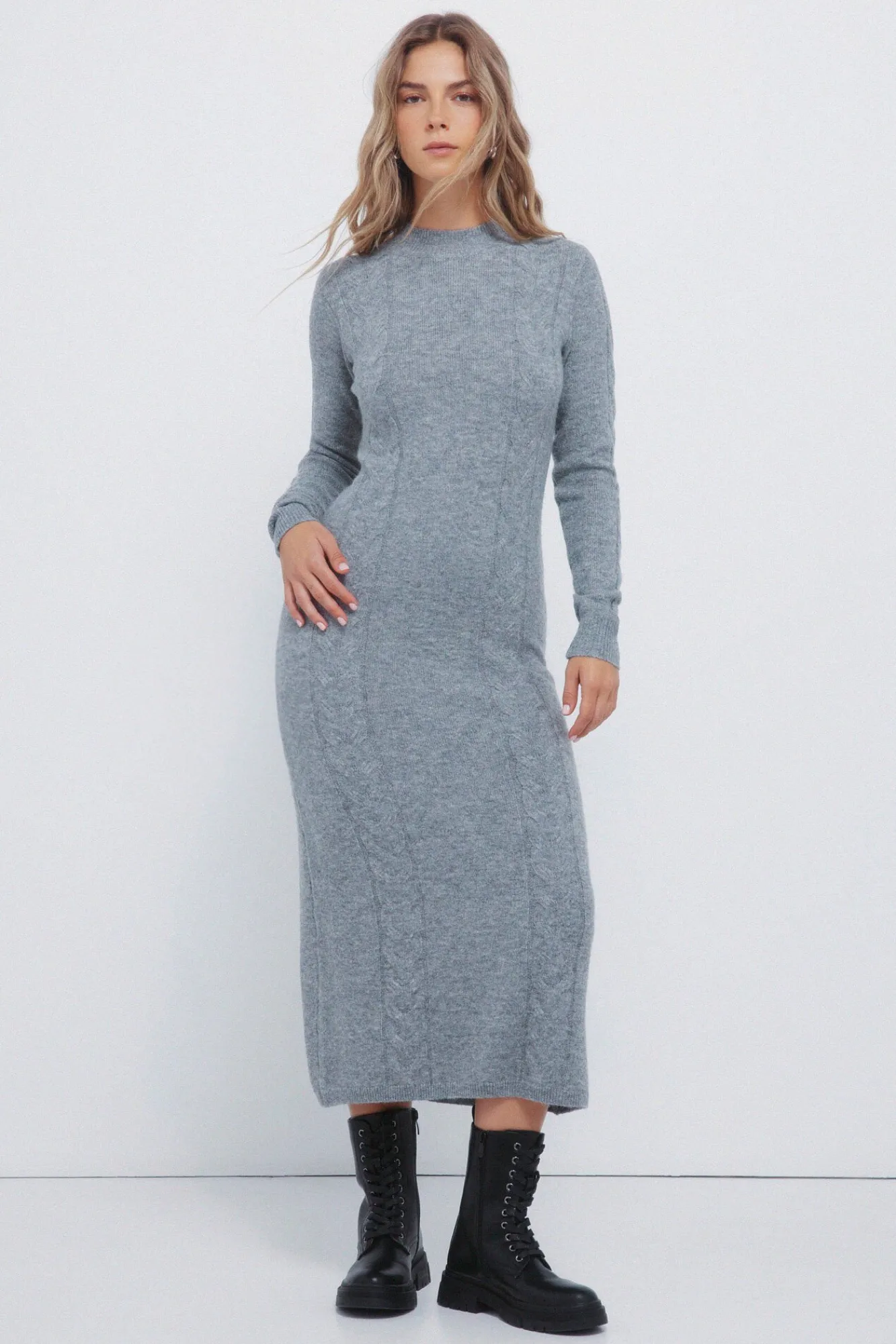 Mujer Springfield Vestidos>Vestido midi punto cable knit