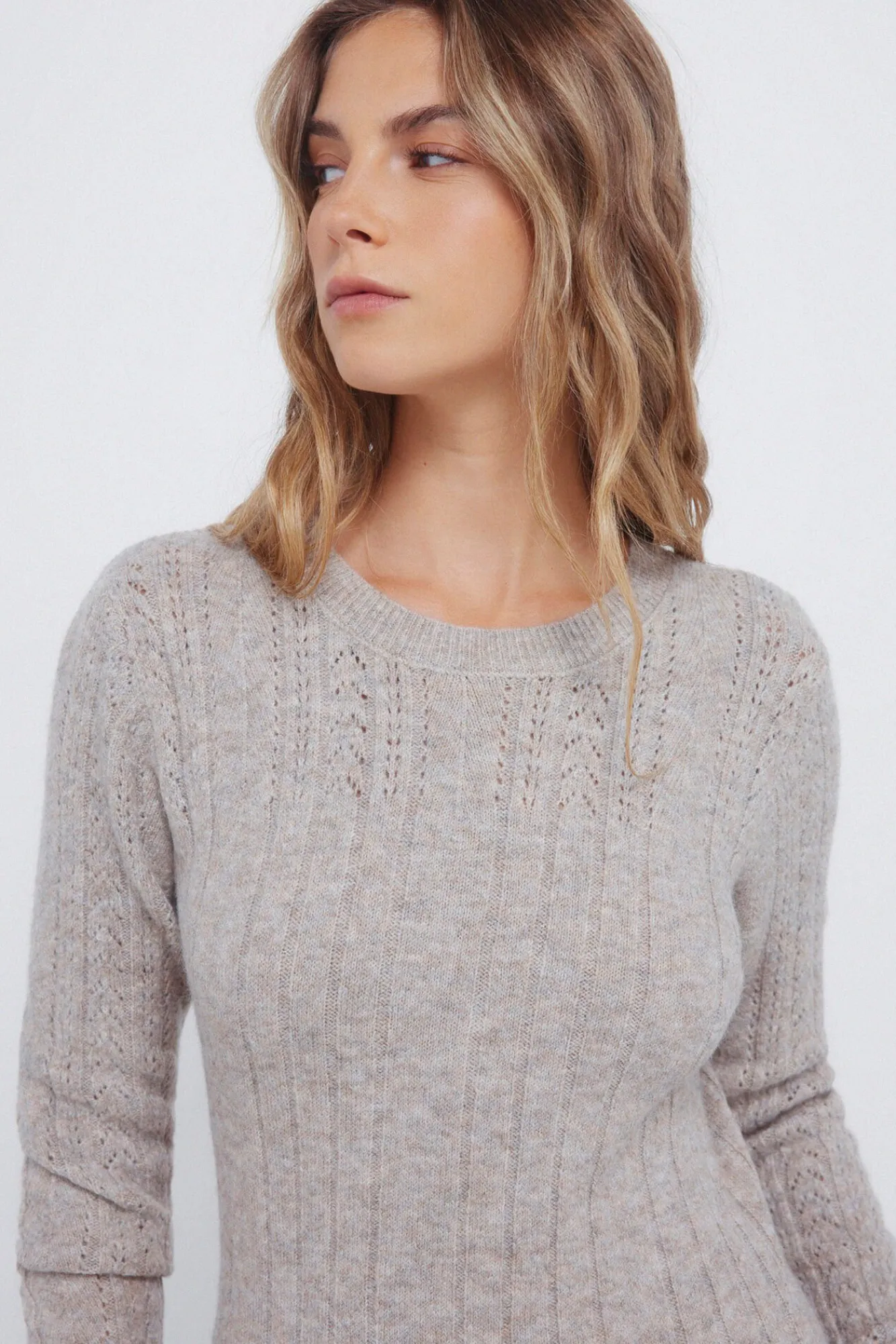 Mujer Springfield Vestidos>Vestido midi punto pointelle