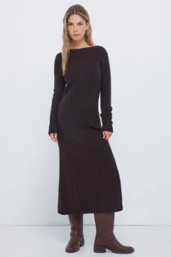 Mujer Springfield Vestidos>Vestido midi punto pointelle