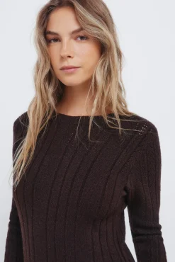 Mujer Springfield Vestidos>Vestido midi punto pointelle