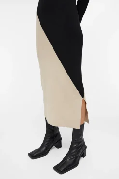 Mujer Object Vestidos>Vestido punto largo bicolor
