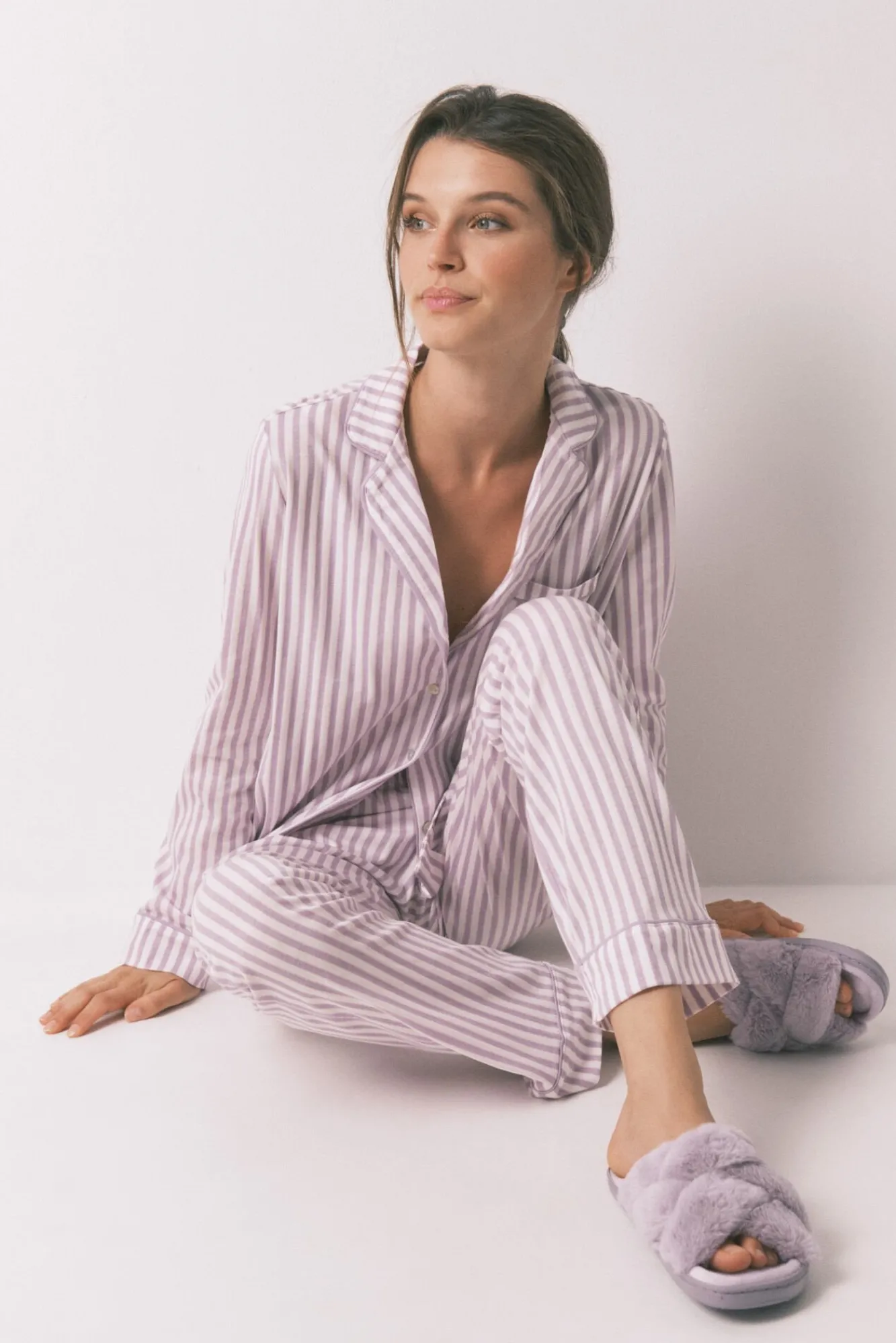 Mujer Women'secret Zapatillas Casa>Zapatilla abierta casa pelo lila