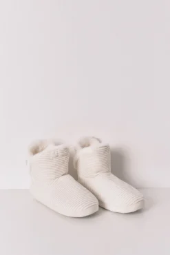 Mujer Women'secret Zapatillas Casa>Zapatillas casa bota canalé blanco lurex