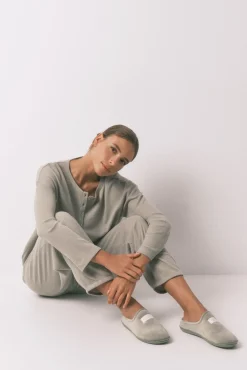 Mujer Women'secret Zapatillas Casa>Zapatillas casa velour verde