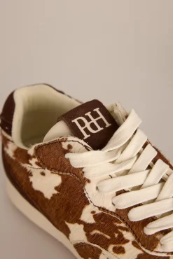 Mujer Pedro del Hierro Zapatillas|Calzado Piel>Zapatillas de piel con estampado vaca